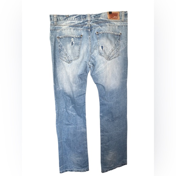 Vintage‎ Akoo Y2K Light Blue Super Distressed Ripped Faded Jeans Size 42 - Picture 1 of 9